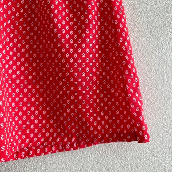 handmade red white micro floral print lounge shorts - Picture 3 of 7